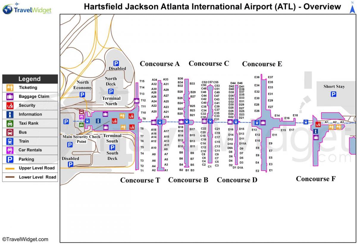 Atlanta ndërkombëtare terminal hartë