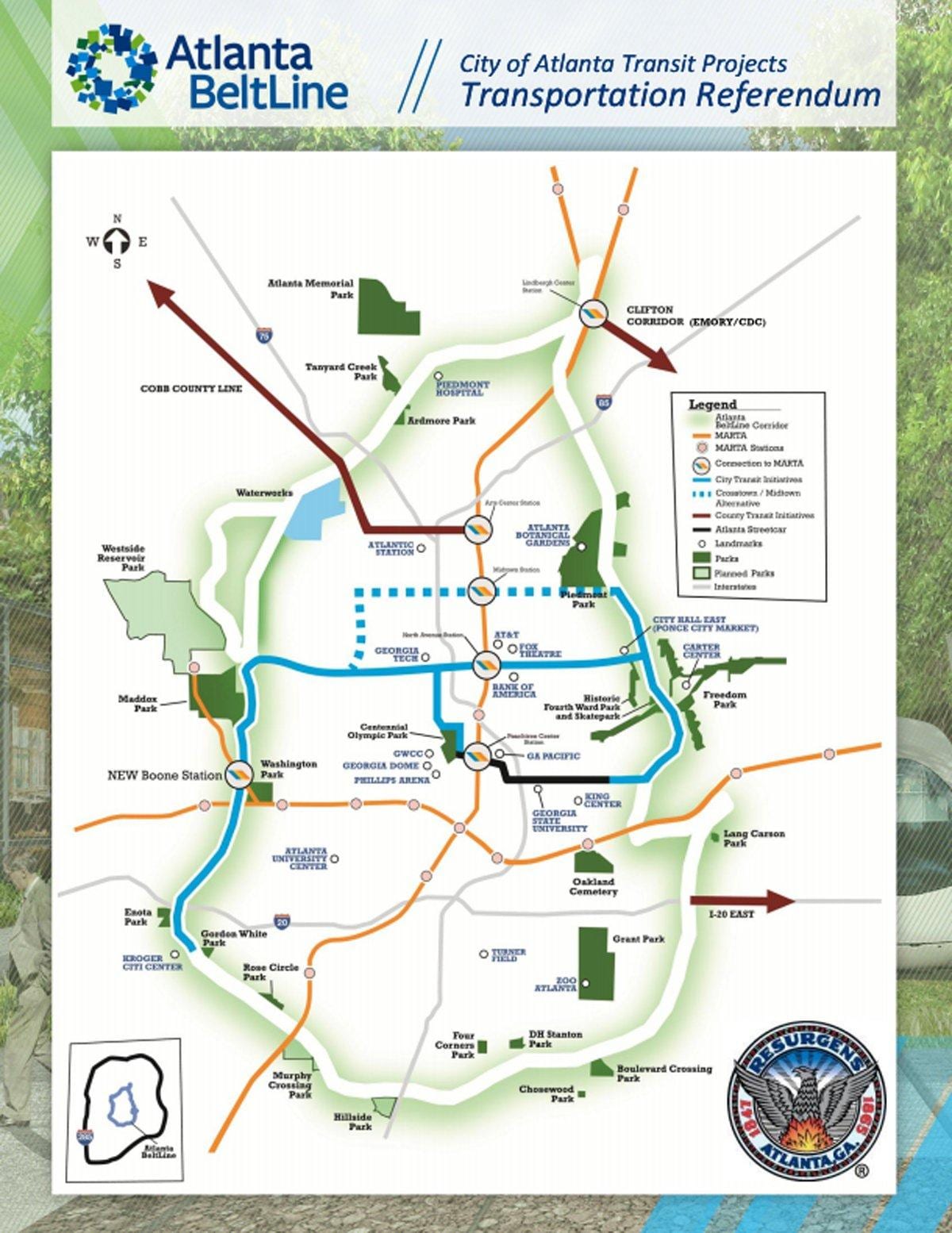 harta e Atlanta beltline