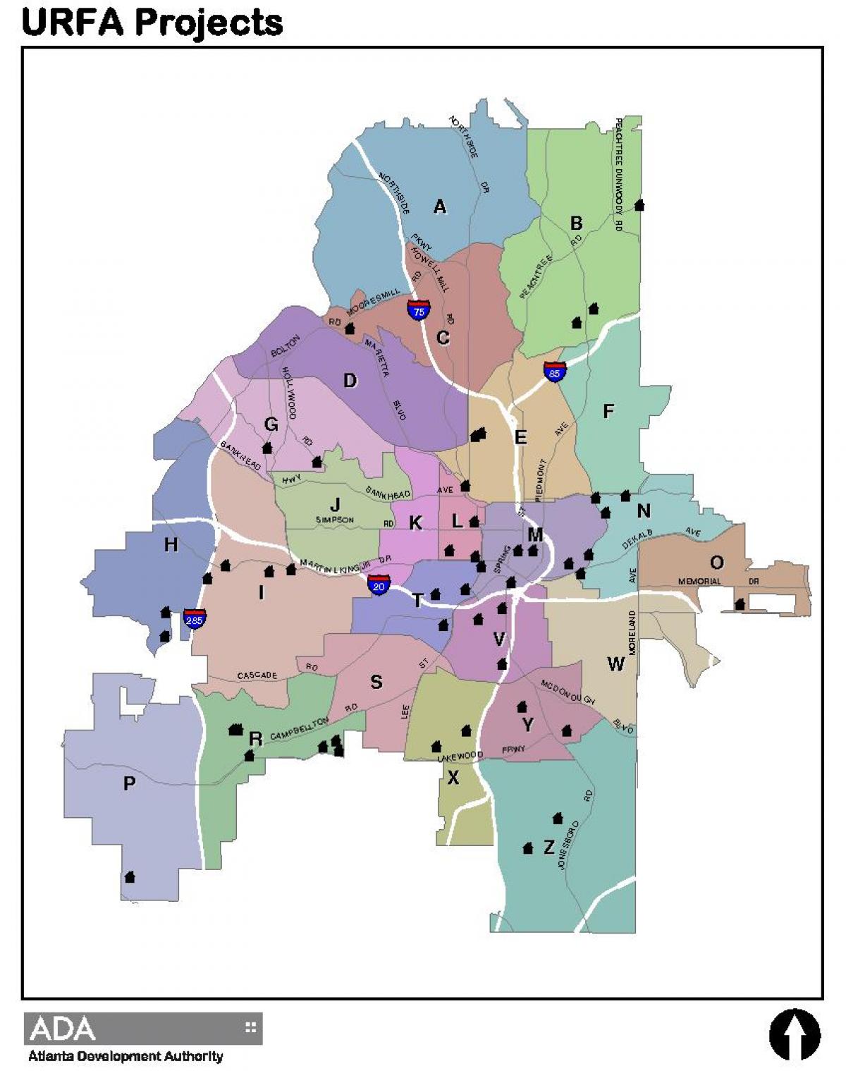 harta e Atlanta harta zona