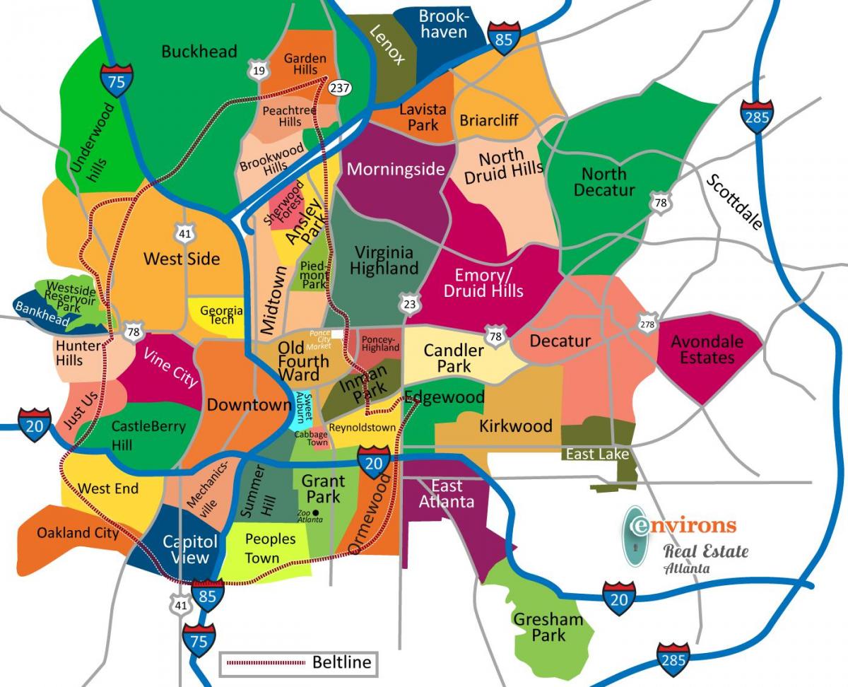 harta e Atlanta lagjet e