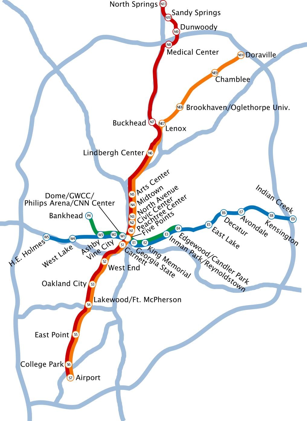 harta e metro Atlanta
