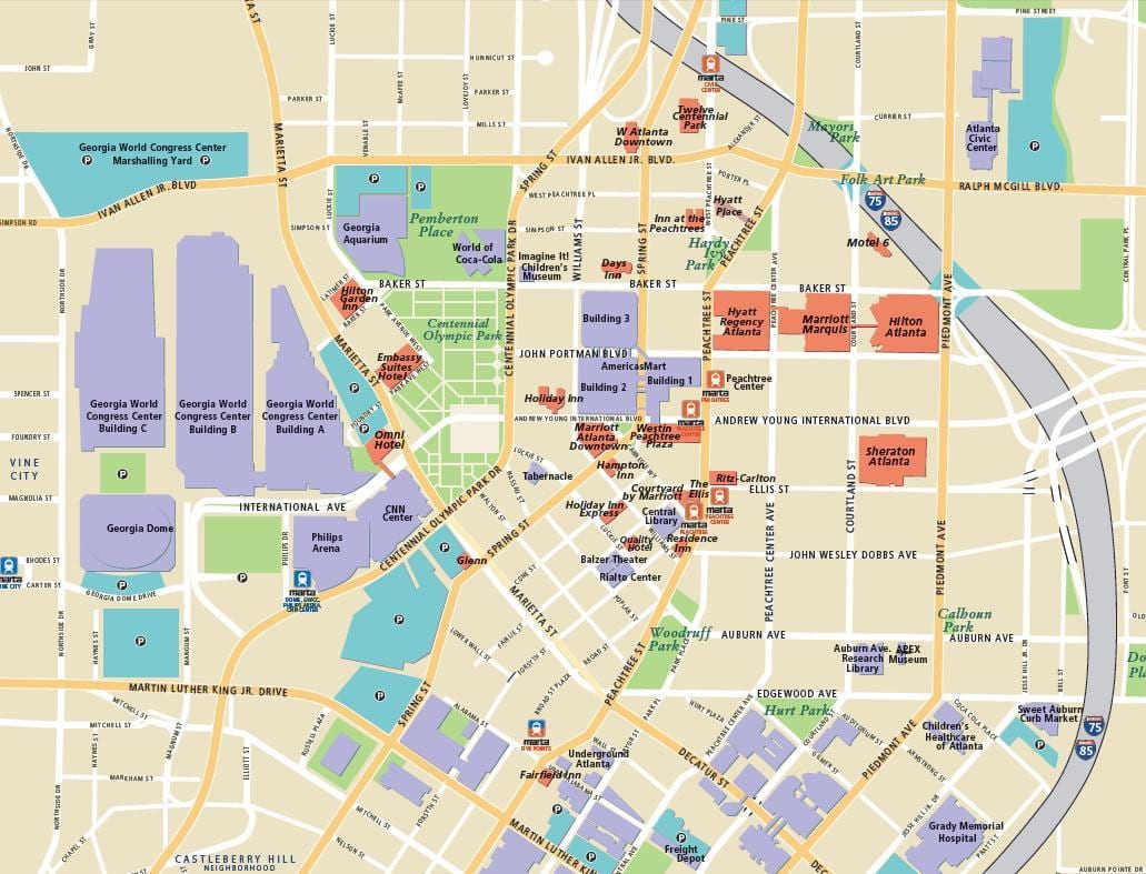 Atlanta tërheqjet turistike harta