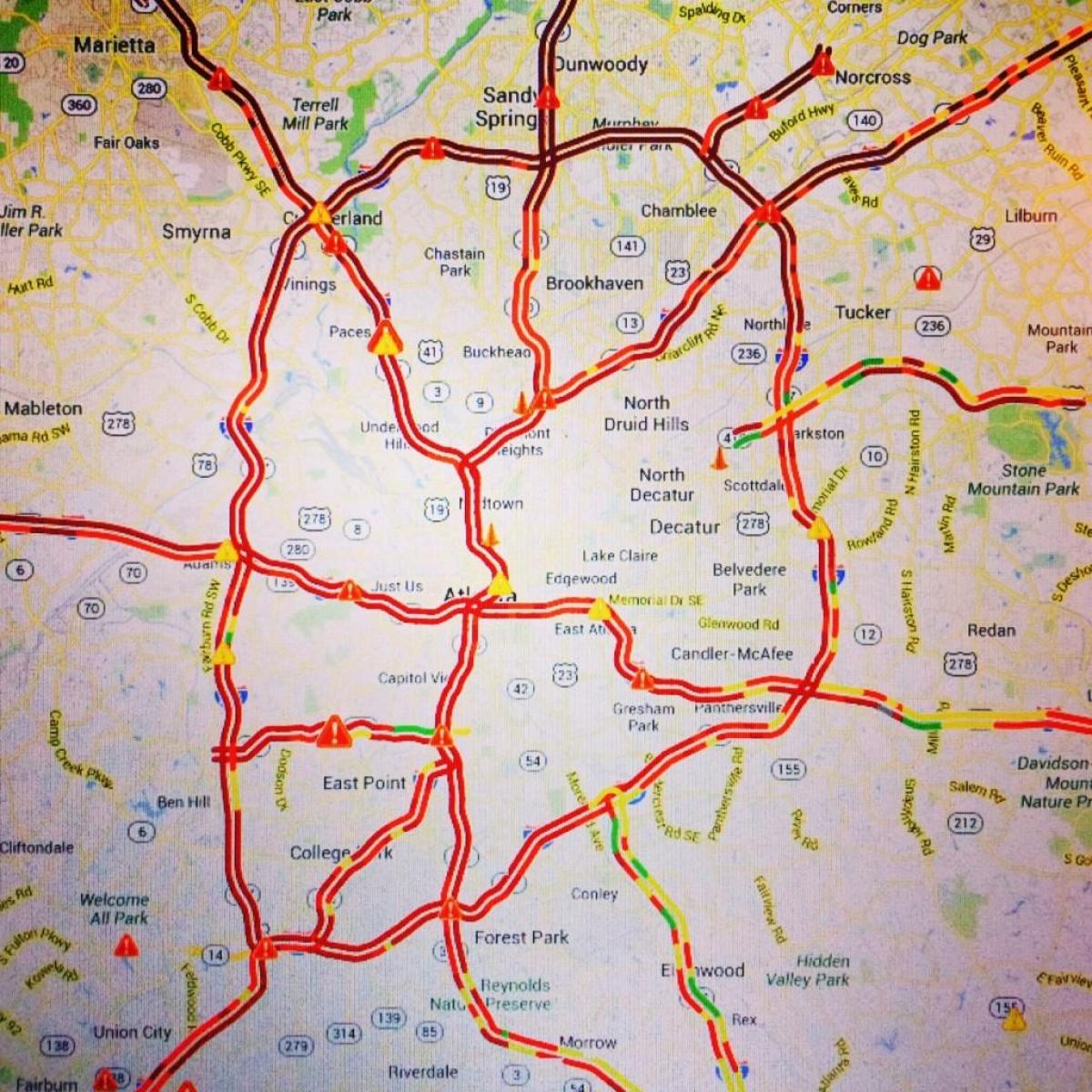 harta e Atlanta trafikut