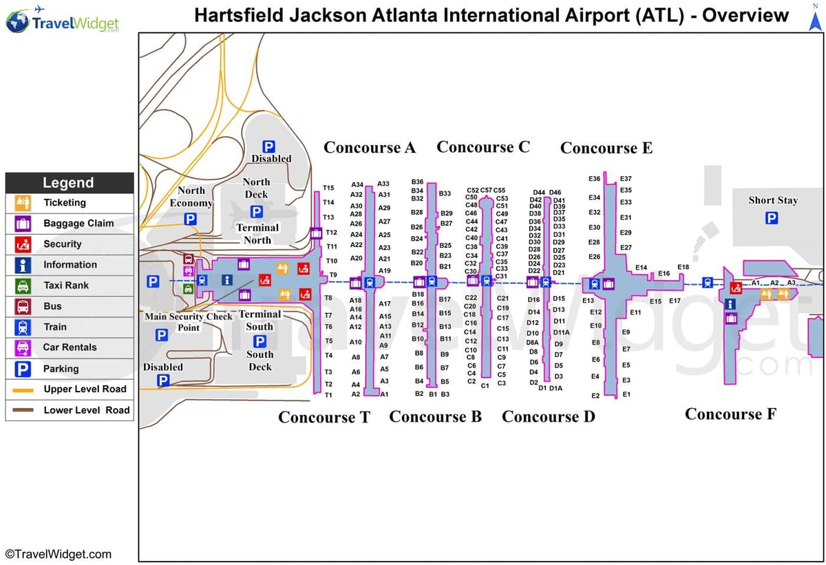 harta e Hartsfield Jackson aeroport