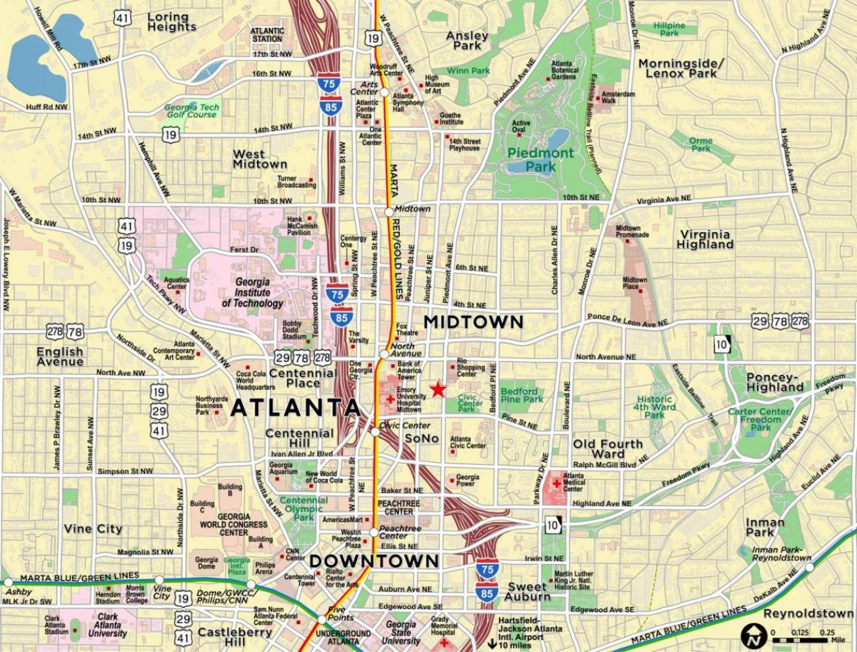 harta e midtown Atlanta